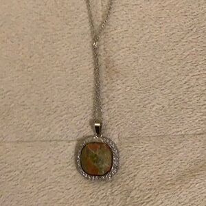Elegant Unakite Pendant Necklace with silver chain